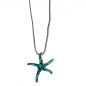 Preview: Ekaterini necklace, starfish, turquoise Swarovski crystals brown cord and with gold accents
